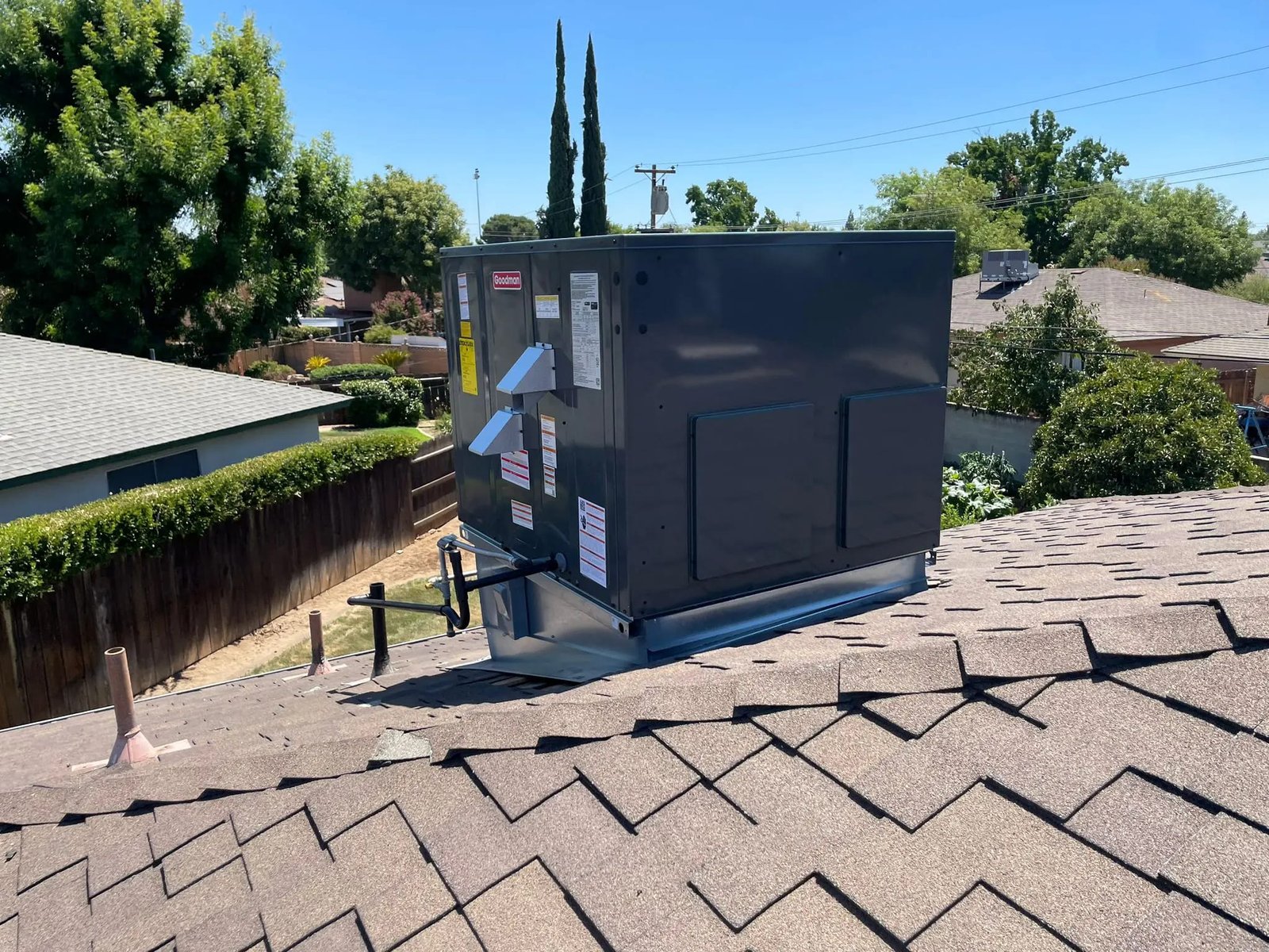 New air conditioner rooftop installation Fresno