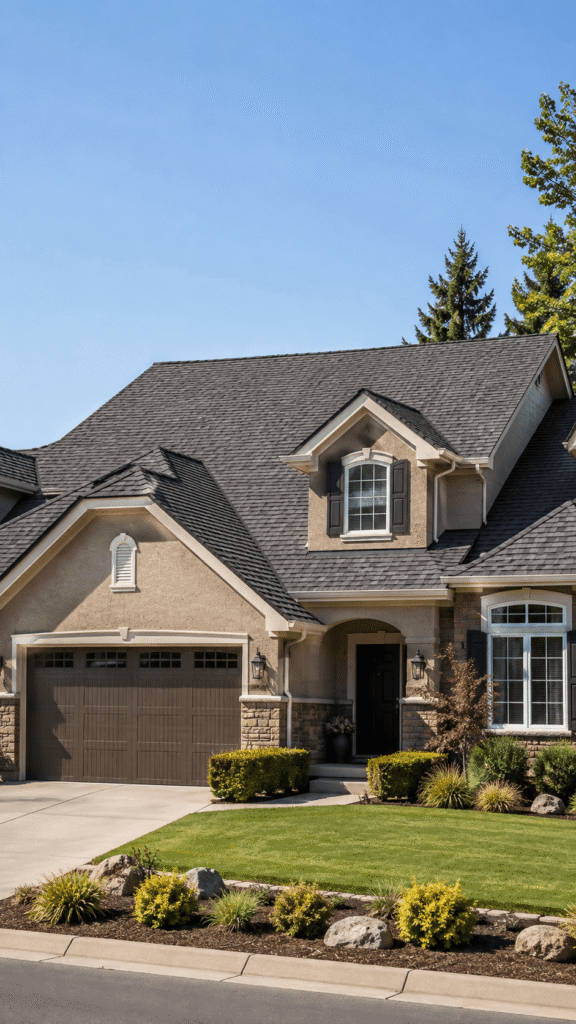 Asphalt shingle roof on a residential home in Fresno, CA